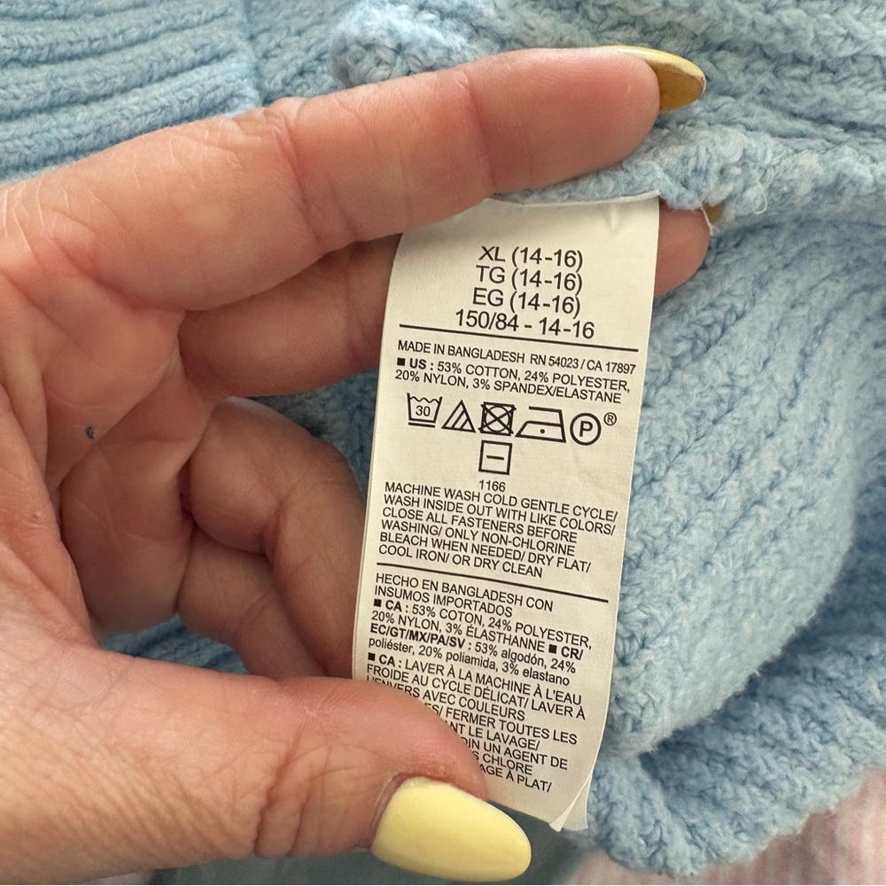 Old Navy Girls Light Blue SoSoft Collared Ribbed Zip-Up Knit Sweater - Picture 6 of 10